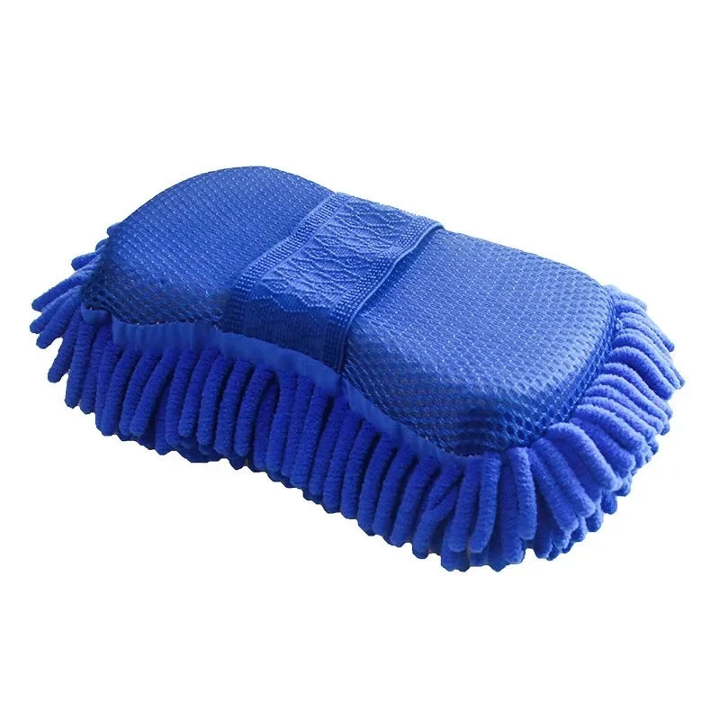 1x Microfiber Chenille Car Wash Sponge and Scrubbing Pad - Scratch-Free Cleaning Tool for Auto Detailing