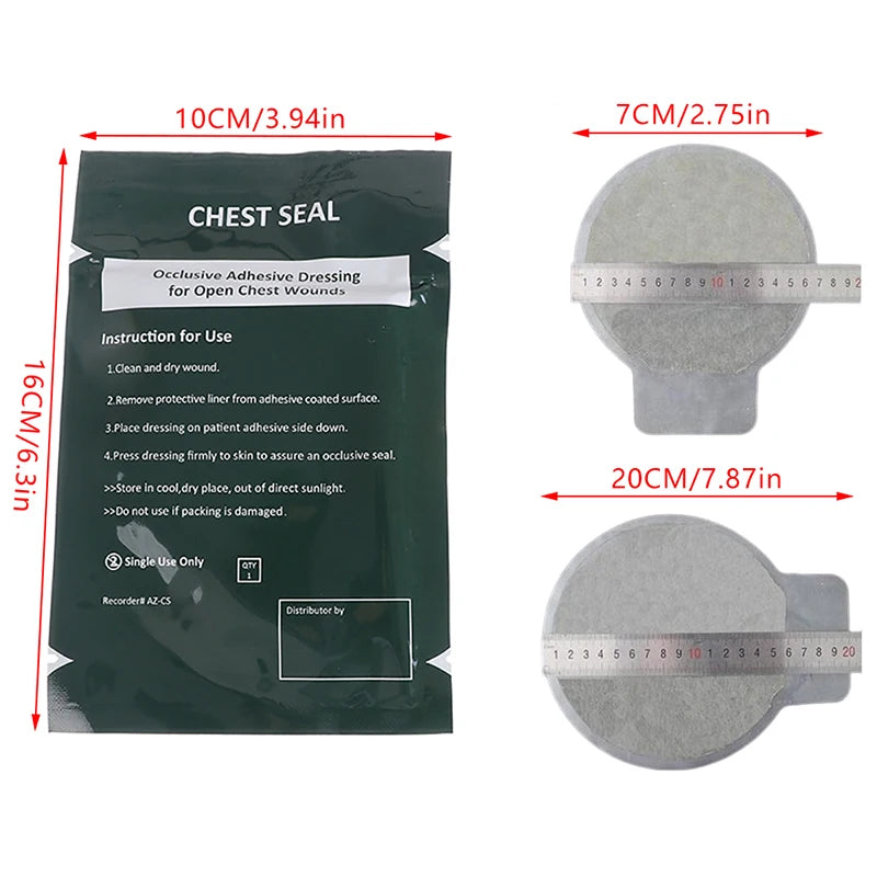 1Pc Medical Vent Chest Seal Occlusive Adhesive Dressing for Open Chest Wounds Survival Emergency Trauma Sticker First Aid Patch