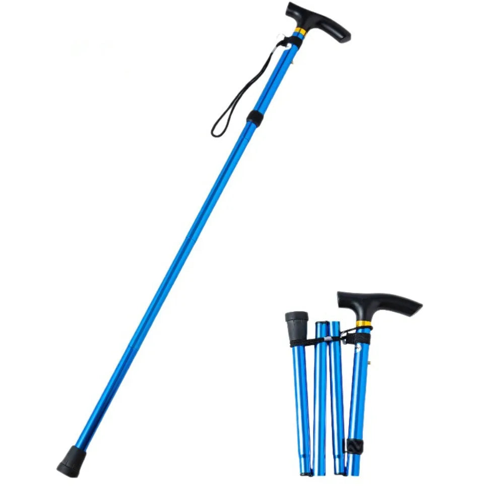 Lightweight Telescopic Trekking Stick Strengthen 5-Section Crutches Adjustable Portable Folding Canes for Adults Elderly People