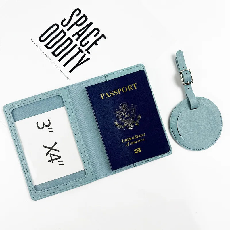 Custom Name Travel Passport Cover Round Luggage Tag Personalized Suitcase Label With Air-tag Bag PU Leather Luxury Dropship Gift