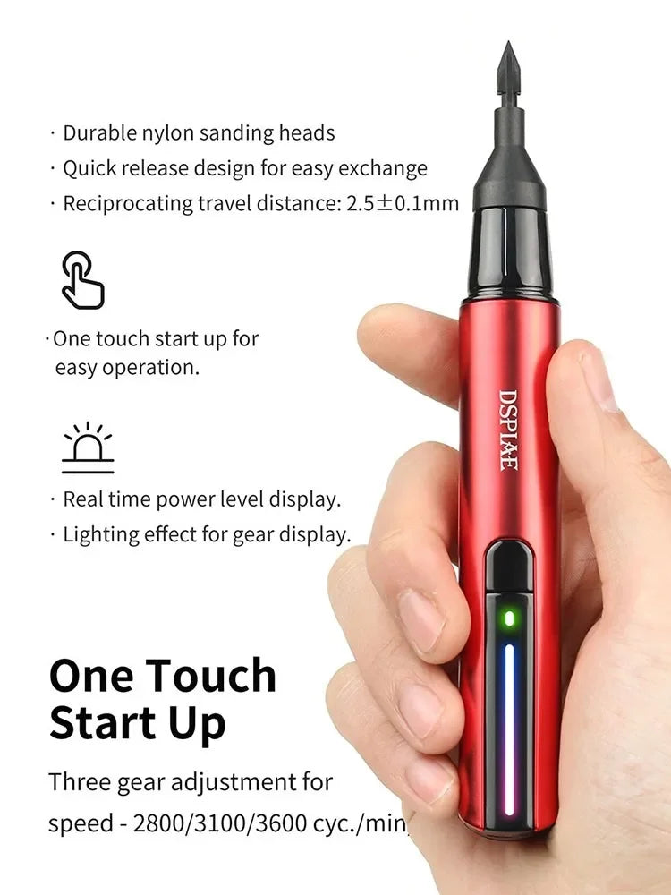DSPIAE Reciprocating Electric Sanding Pen with Sanding Sheets & Tips for Gundam Model Polishing Surface Finishing Refining Tools