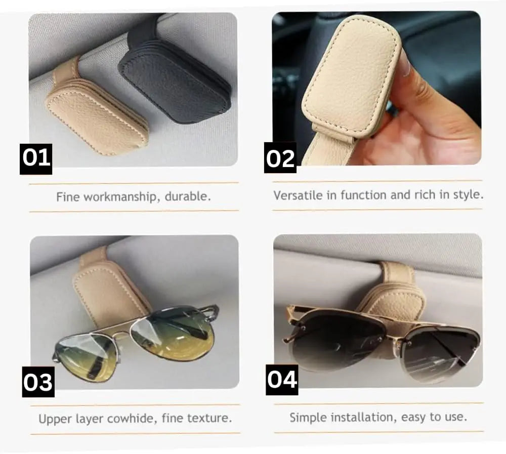 Sunglasses Holder Is Suitable for Car Sunshades Magnetic Leather Sunglasses Clip and Ticket Clip Car Sunshade Accessories