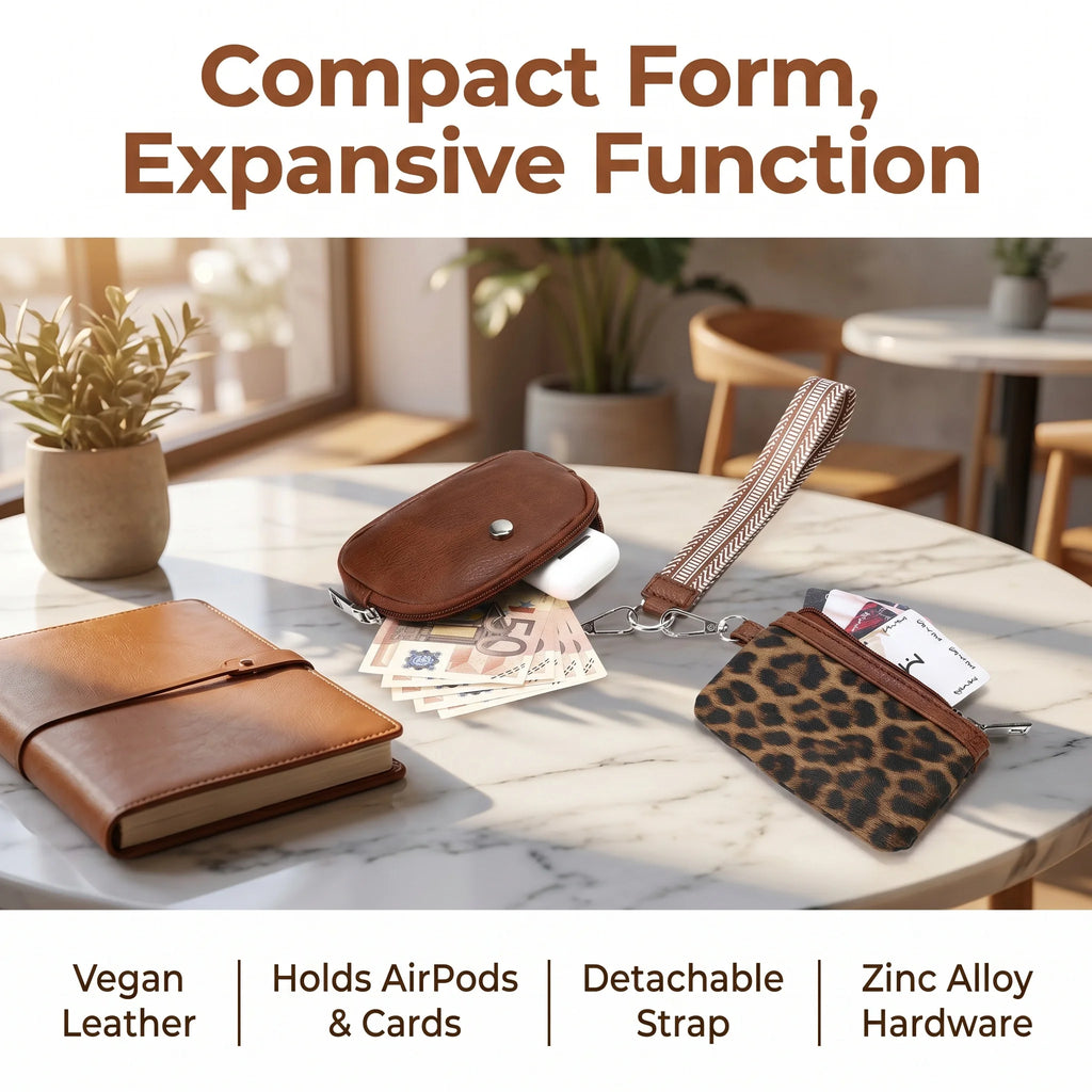 Pomelo Best Women Wristlet Wallet Leopard Cow Print PU Leather Coin Purse with Lanyard Key Card Holder