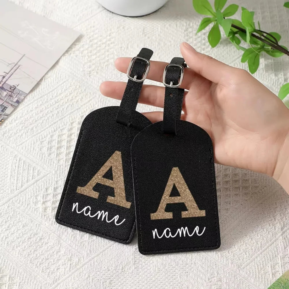 Personalized Simple A-Z Initial Custom Name Luggage Tag, Durable Creative Travel ID Card Holder, Ideal Travel Gift