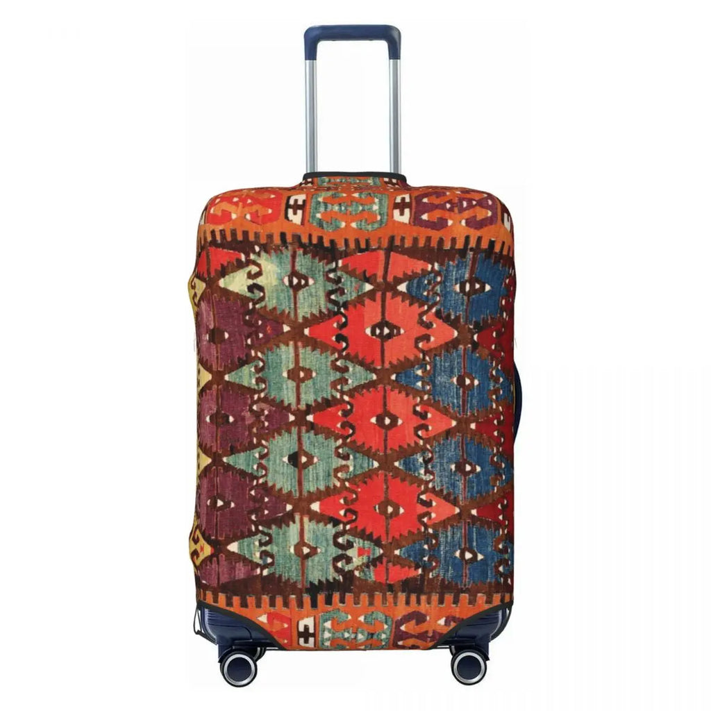 Vintage Turkish Kilim Suitcase Cover Washable Bohemian Geometric Diamond Tribal Ethnic Art Luggage Covers Protector