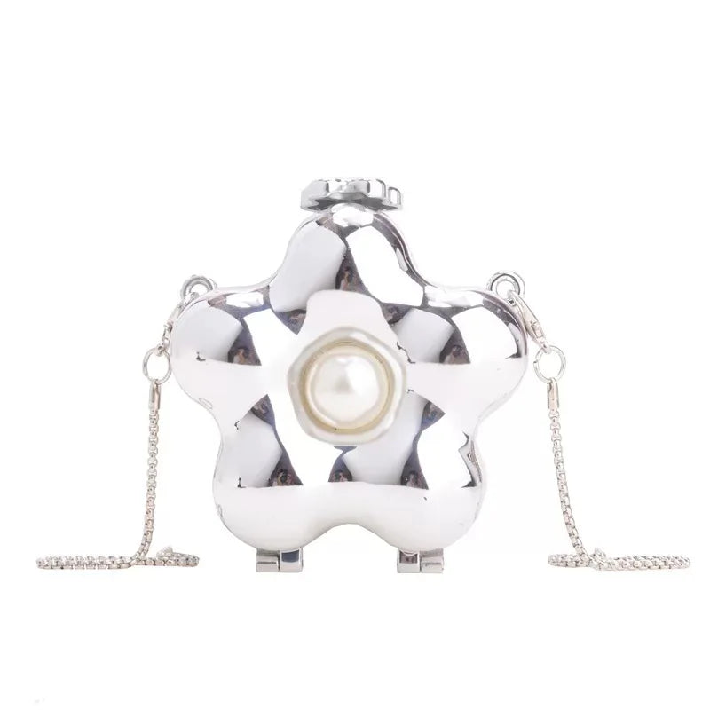2025 New Summer Lipstick Bags For Women Fashion Pearl Mini Purse Crossbody Bag High Quality Gold Shell Bag Designer Shoulder Bag