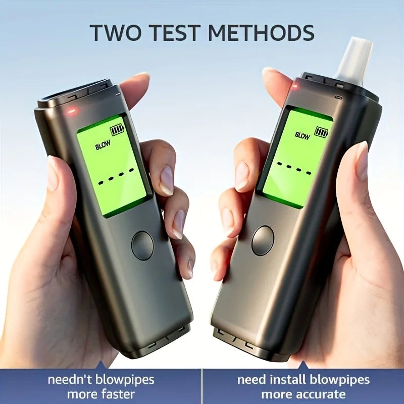 High Precision Alcohol Tester, Respiratory Analyzer with Two Detection Methods, Equipped with Blowpipe