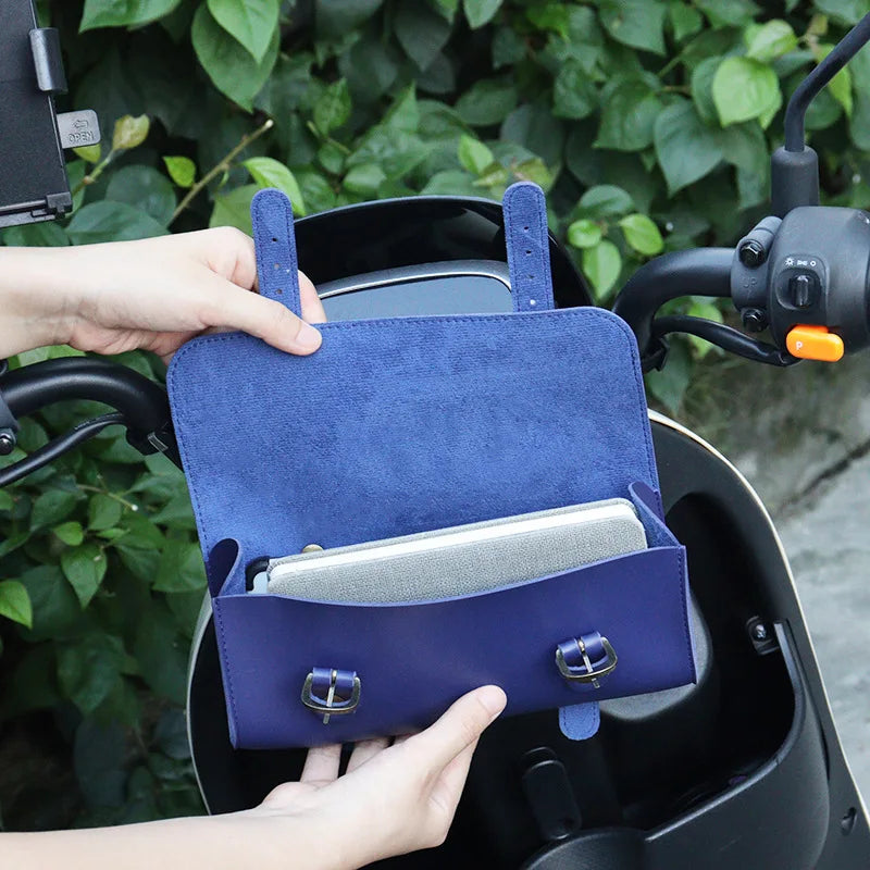 Free name print PU Leather Mountain Front Electric Folding Bike Bag Men and Women Exclusive Outdoor Cycling Bicycle Accessories