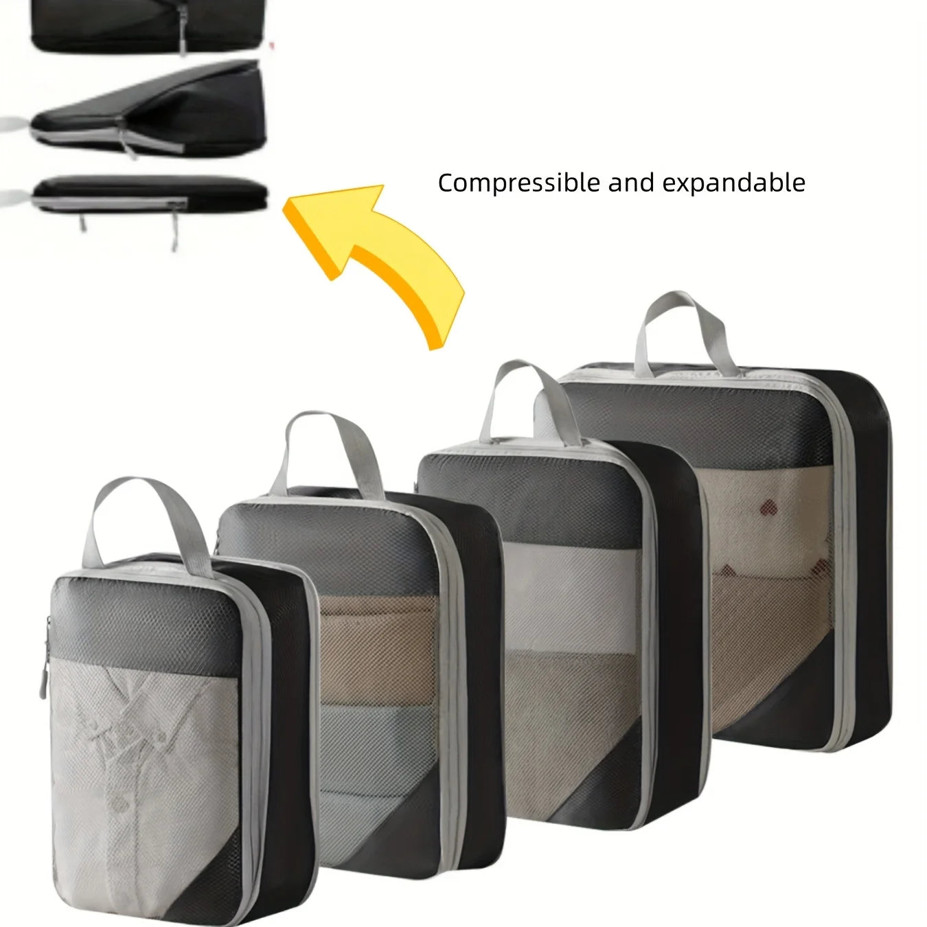 Mesh 4-Piece Set, Convenient for Business Trips and Travel Storage, Is a Practical Set That Saves Space for Travel