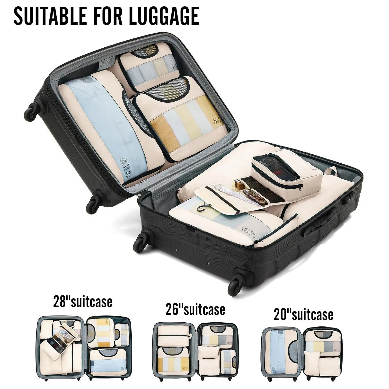 High Quality Travel Bag Sets 8 Pieces Waterproof Luggage Organizer Pouch Clothes Separation Organizer Bag Portable Packing Cubes