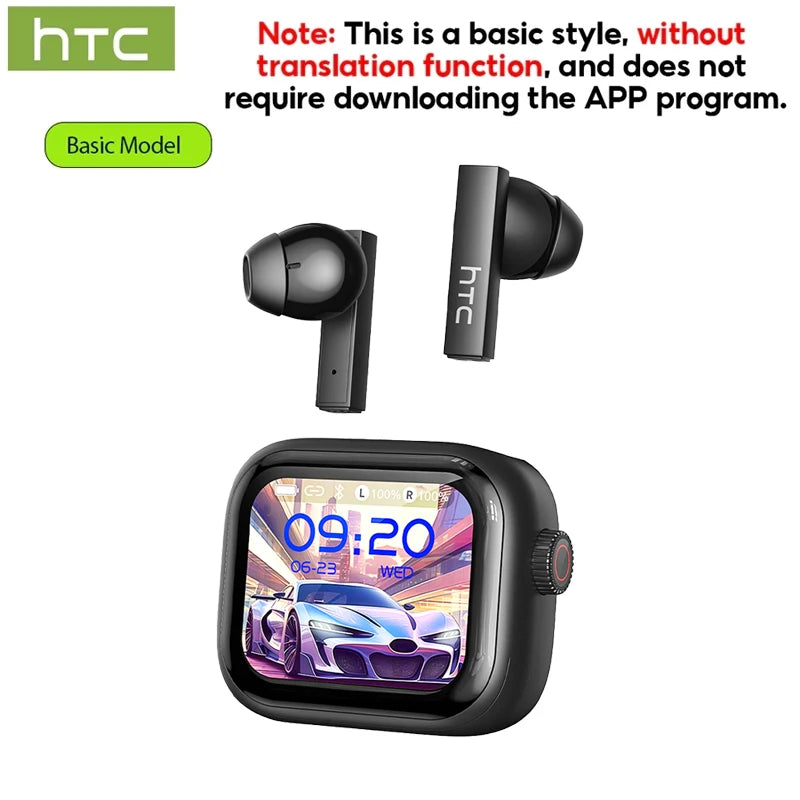 HTC Original AI Translator Wireless Bluetooth Earphones NE40 LED Touch Screen Earbud HiFi Sound Noise Reduction Sports Headphone
