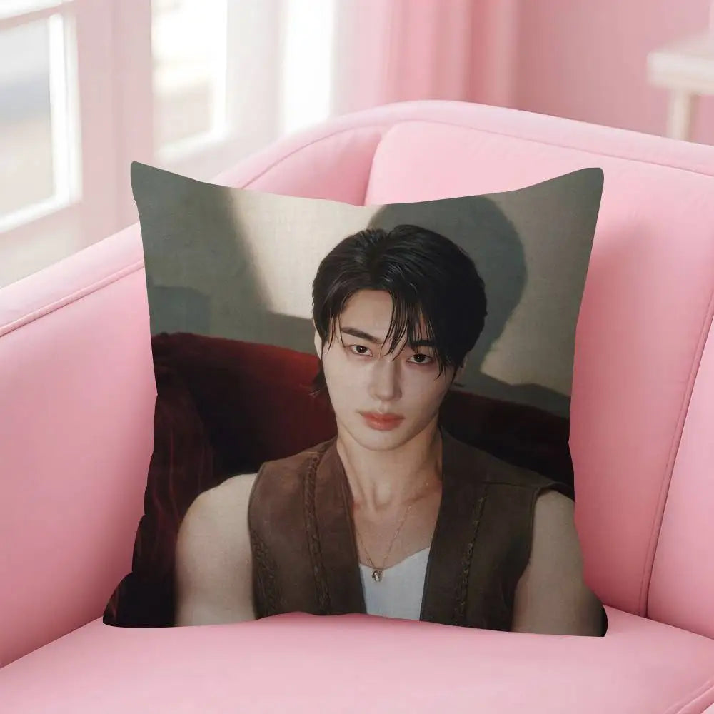 Korean Celebrity Byeon Wooseok Double-sided Printed pillow cover Short plush Suitable living rooms bedrooms throw cushion cover