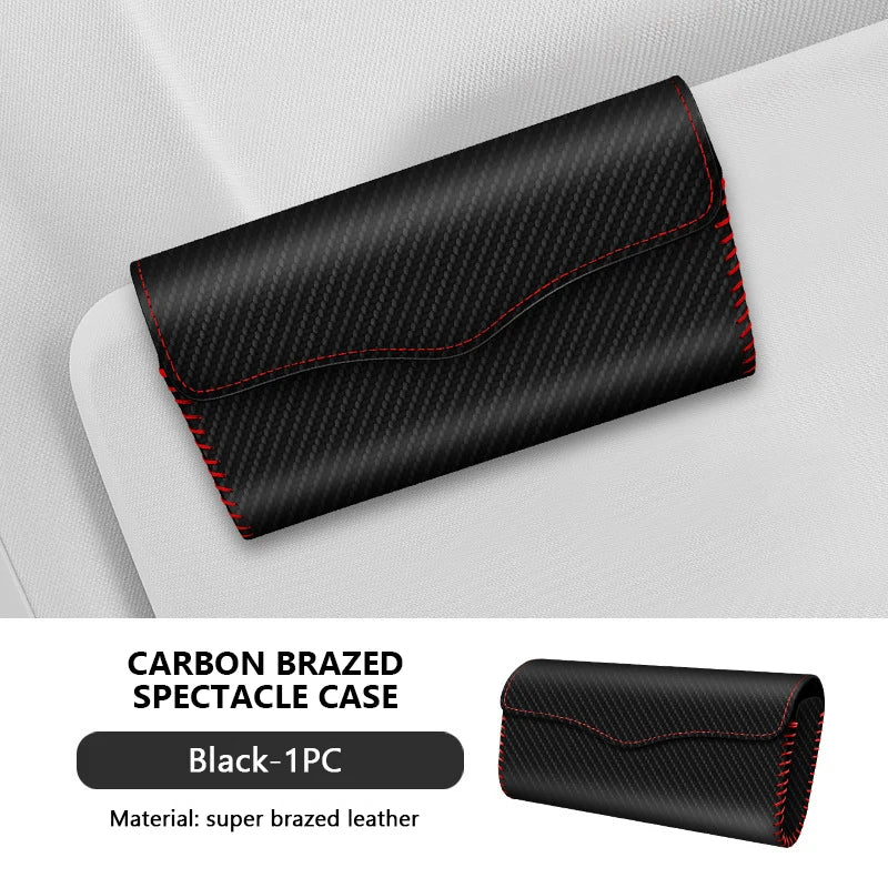 BLALION Car Sun Visor Plate Glasses Case Auto Sunshade Clamp Sunglasses Organizer Holder Suede Leather Car Glasses Storage Bag