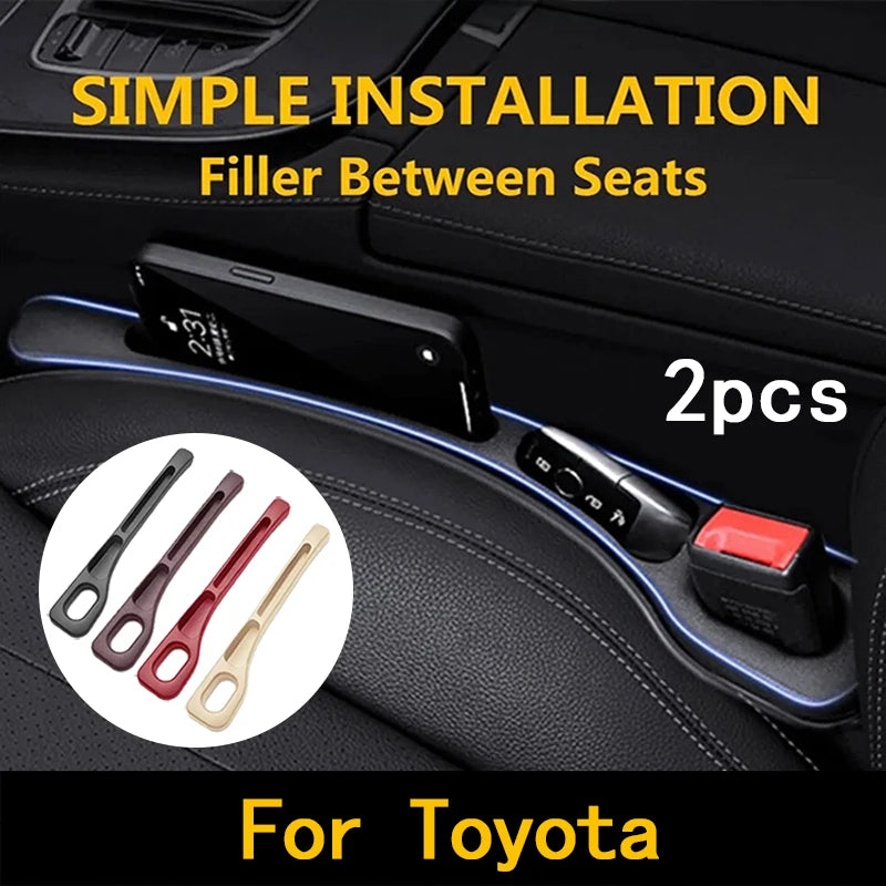 2Pcs For Toyota GR Corolla Yaris Aygo Prius RAV4 Crown CHR Camry Auris Car Seat Gap Filler Between Seats Crevice Accessories