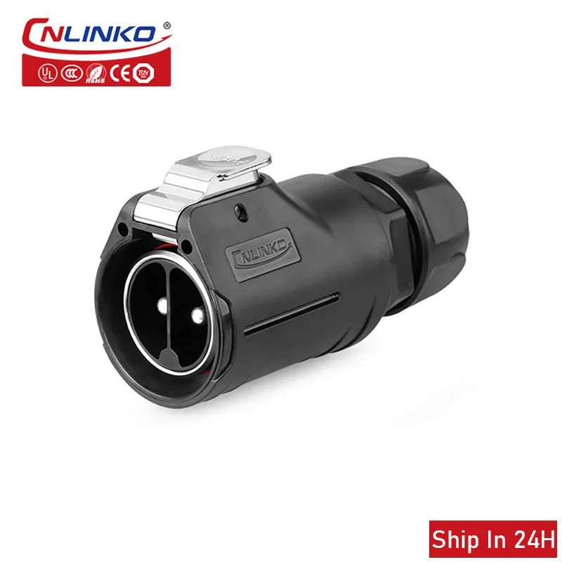 Cnlinko LP28 M28 2Pin Aviation Waterproof 45A Strong Current Connector Male Plug Wire Joint for Power Station Medical Industrial