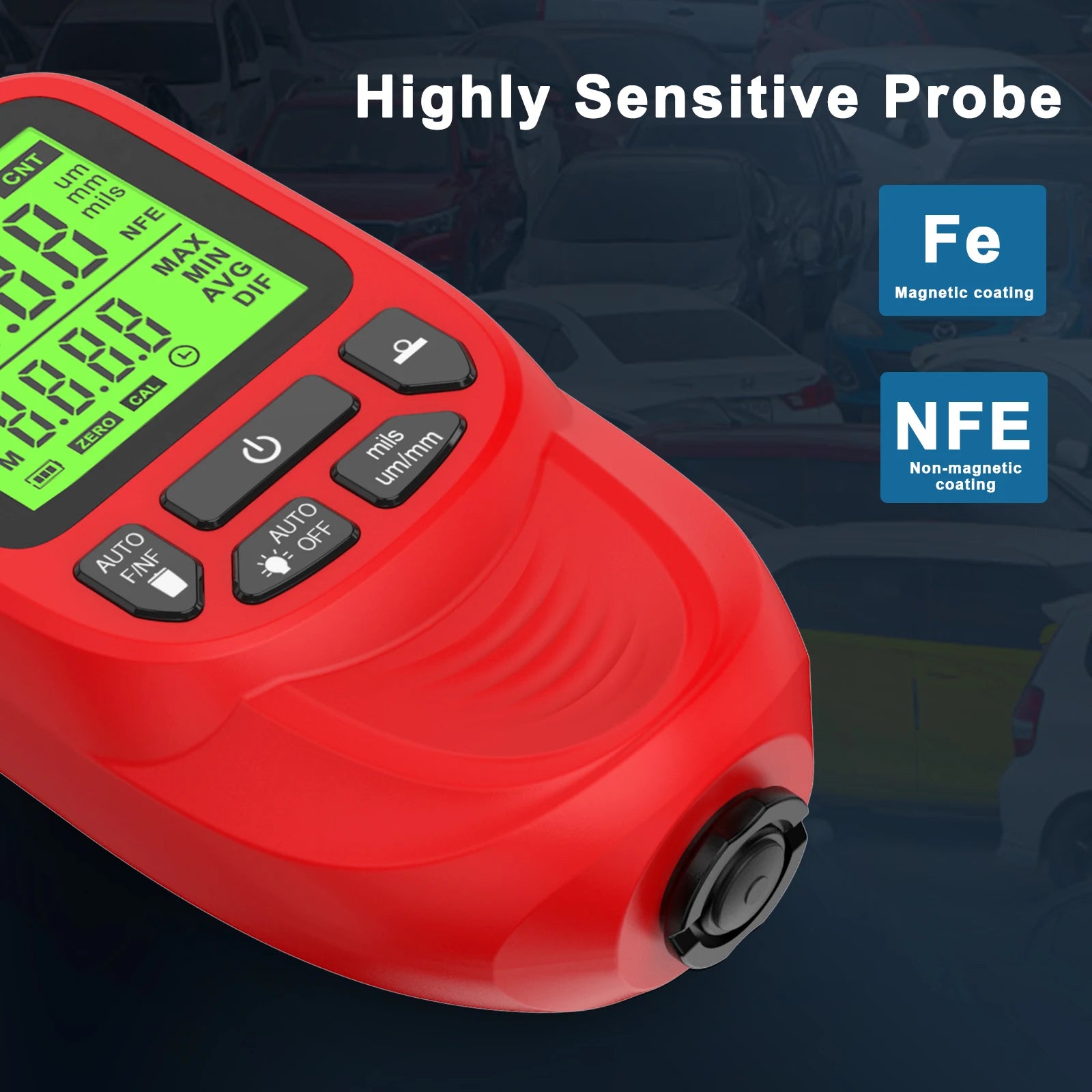 HW-400S Car Paint Film Tester LCD Display Car Coating Thickness Gauge 0-2000UM Coating Measuring Tool Automotive Paint DFT Meter