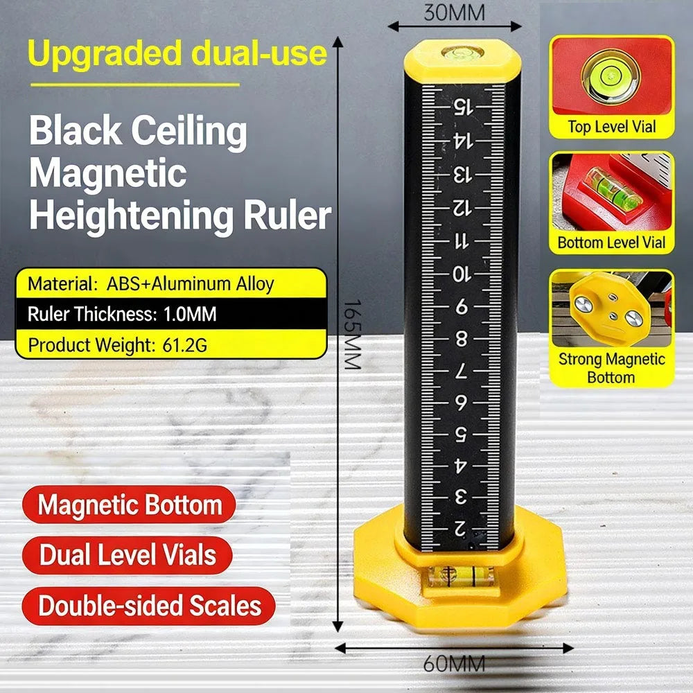 Leveling Tool High Precision Level Ruler Magnetic Dual Use Height Gauge Aluminum Alloy Level Bubble Magnetic Ruler Tile Laying