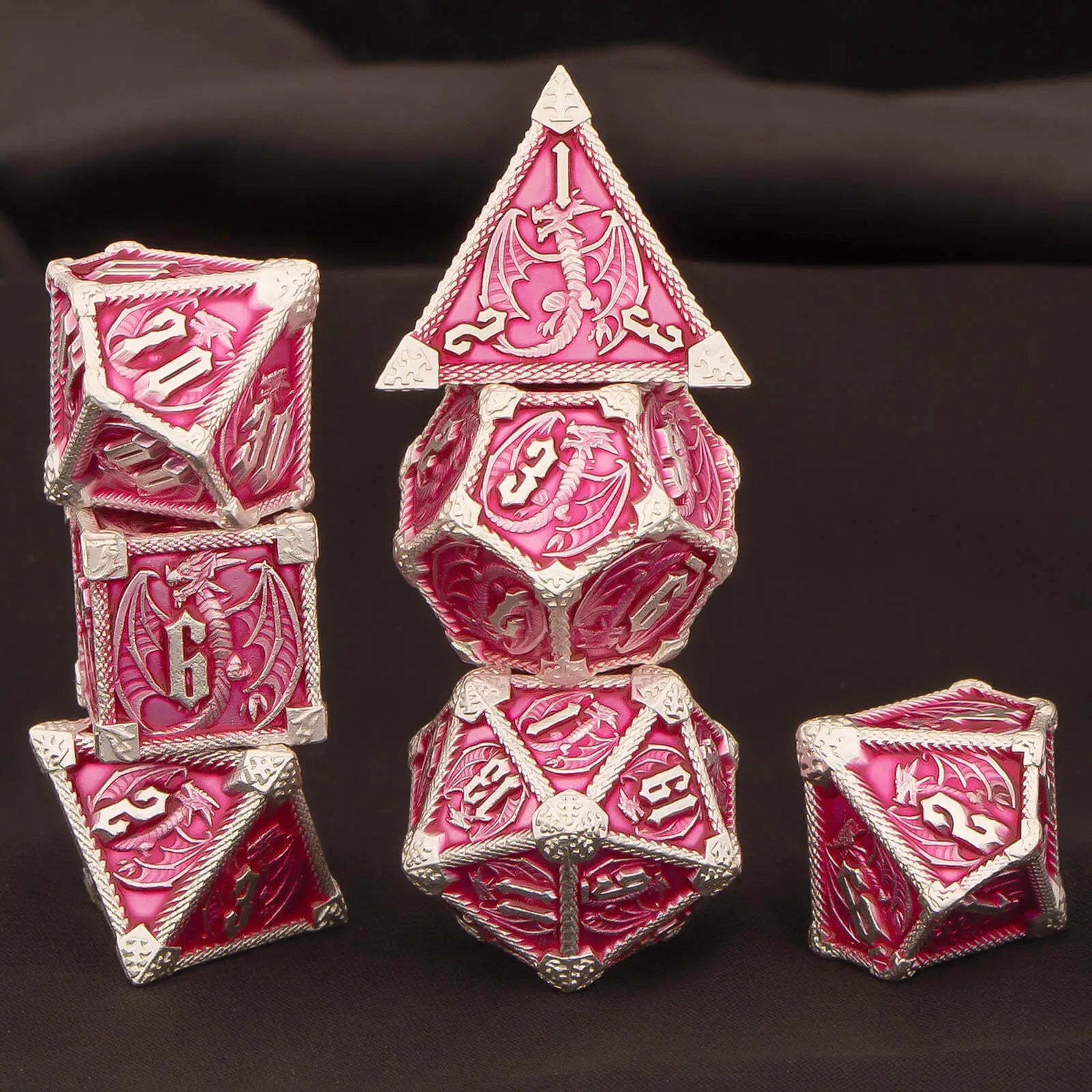 DND Metal Dice Set 7pcs – Polyhedral RPG D&D D20 D12 D10 D8 D6 D4 / Ensemble 7 dés métalliques DND – Polyédriques RPG jeux de rôle