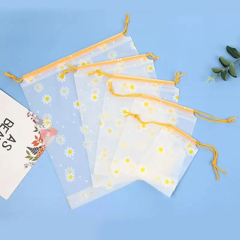 10Pcs Transparent Waterproof Travel Cosmetic Bag Towel Socks Plastic Drawstring Storage Bag Bathroom Transparent Beach Bag