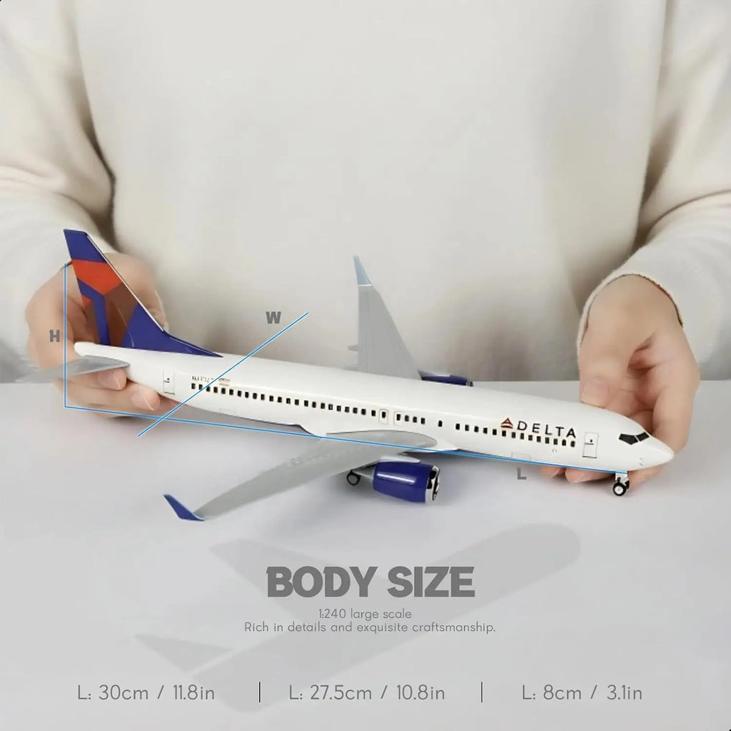 1/240 Scale collectible aircraft Delta B737 diecast resin Airplane Model Toy Kit with Stand Wheel for Aviation Gift or Decoratio