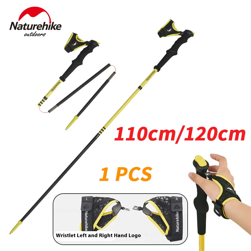 Naturehike Carbon Fiber Folding Walking Stick 4 Sections Lightweight Camping Mountain-climbing Hiking Trekking Pole 110cm 120cm