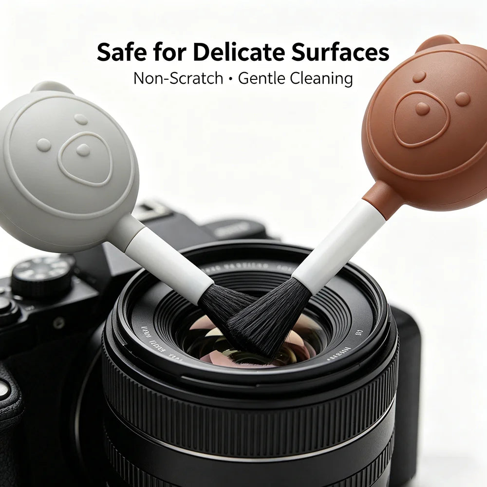 2-in-1 Air Blower Cleaning Tool with Brush for Car Interior, Camera Lens, Keyboard & Phone Screen Dust Removal Kit Portable Kit