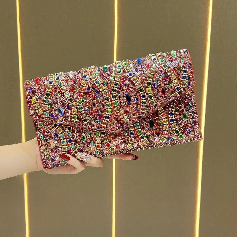 New Dinner Clutch Diamond Dinner Party Women's Shoulder Bag Luxury Brand Diamond Sparkling Fashion Women's Bag High Quality