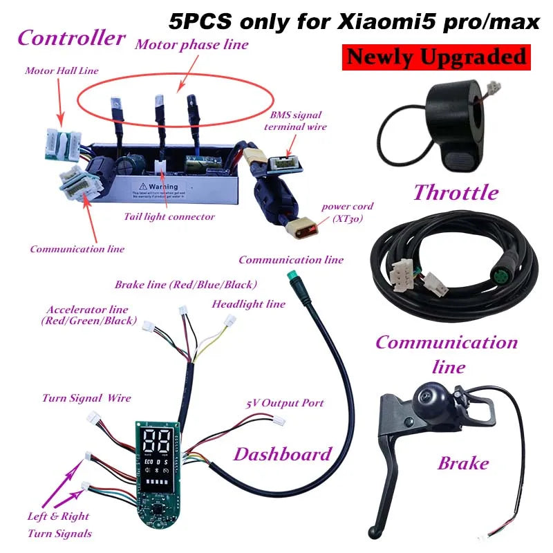 1200W 24-63V For Xiaomi 5Pro/Max Scooter No-load  Unlock Max Speed 55KM/H Gsic Scooter Tuning Controller Kit