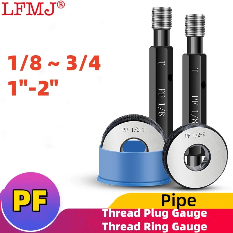 Straight Pipe PF 1PCS Thread Plug Gauge / 1SET(1*GO+1*NOGO) Thread Ring Gauge Measure Tool PF1/8 1/2 1/4 3/4 1''