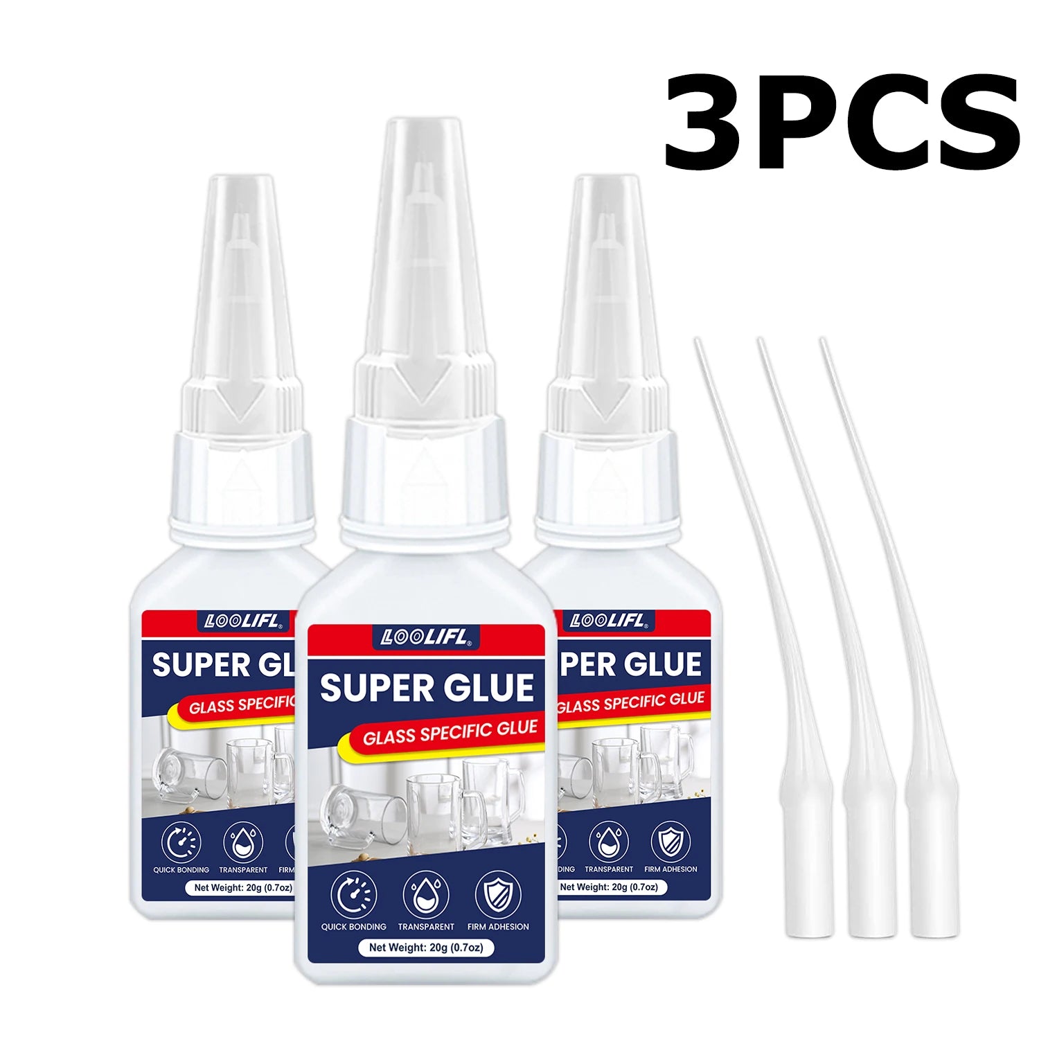 Super Glue for Glass Crystal Clear Cyanoacrylate Adhesive Fast Drying Strong Bond Waterproof for Glass Ceramic Metal Repair 20g