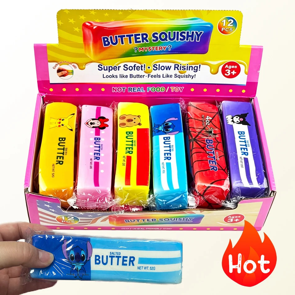 Cartoon Butter Stick Slow Rising Squishy Toy, Blind Box Style, Stress & Anxiety Relief Squeeze Toy for Adults