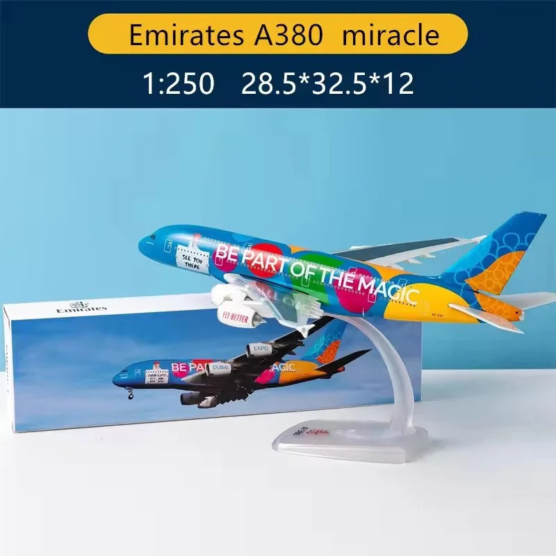 1:250 Model Singapore A380/Emirates Wildlife/Miracle/UAE Museum/Qantas/Aircraft Assembly Plane Airplanes Collection Display