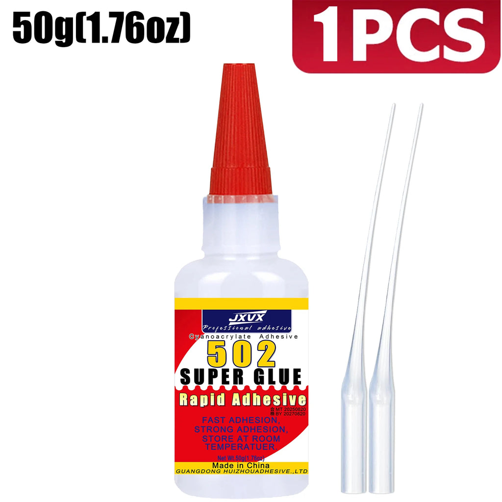 20/50g Large Capacity 502 Super Glue,Cyanoacrylate Adhesive, Instant Quick Drying Cyanoacrylate Adhesive, Leather, Rubber, Glass, Wood, Metal, Liquid Adhesive Tool Includes precision dispenser,1-10pcs.