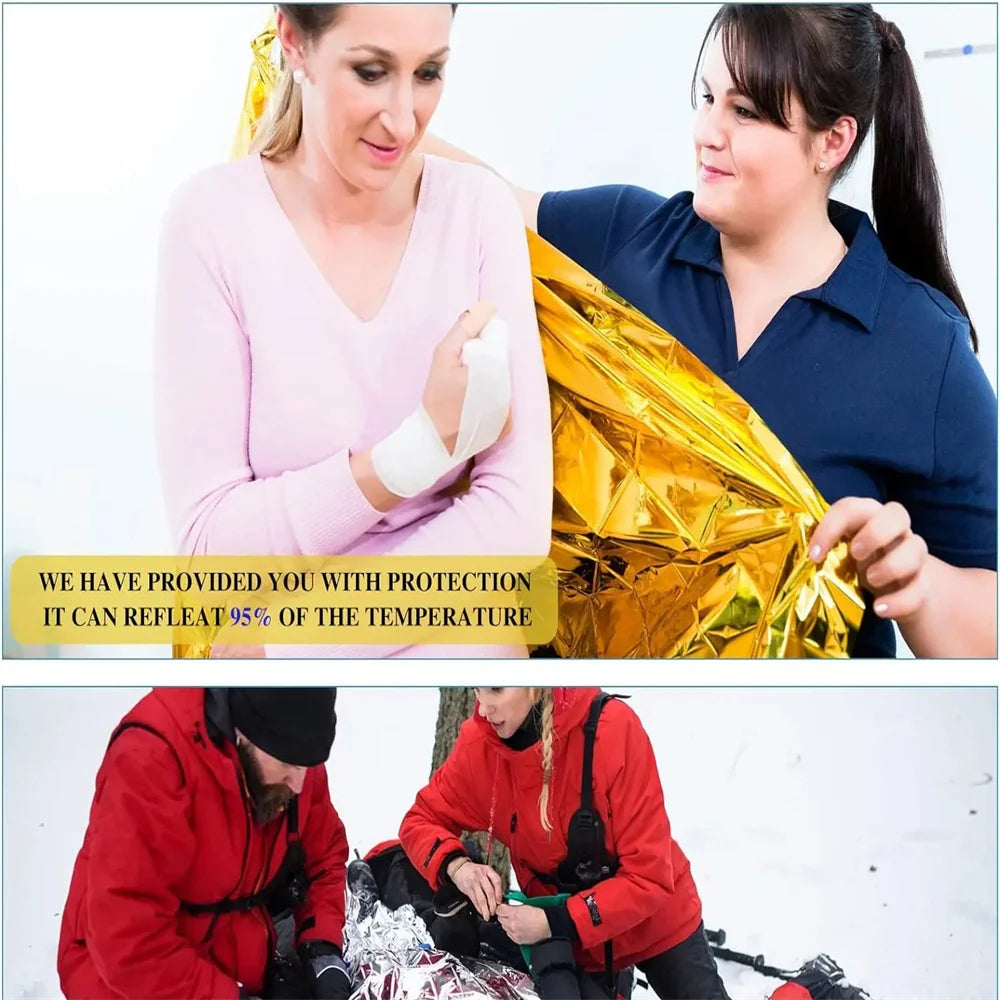 5 - 30Pcs Gold - Silver Thermal Survival Blankets, 130X210Cm, Waterproof & Military - Grade, Ideal for Outdoor Emergency