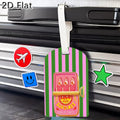 Luggage Tag with Sardine Can Print Pink Green Striped Travel Baggage Label for Suitcase Luggage Identifier Bag Tag Accessories