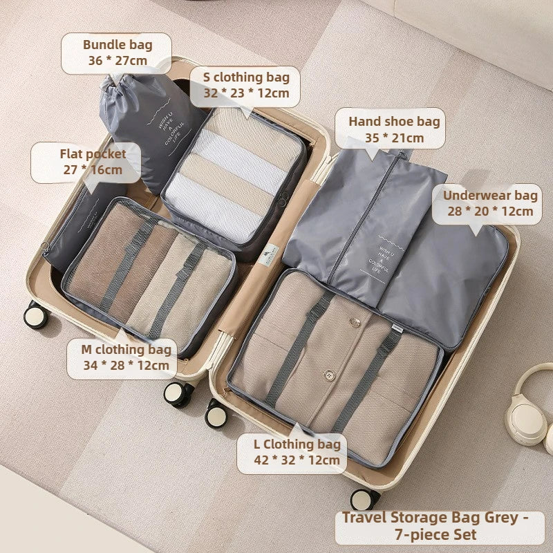Clothing Storage Bag Travel Supplies Sub Packaging Bag Multifunctional Luggage Sorting Bag 7-piece Set Folding Storage Bag