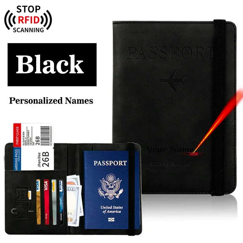 Designer Personalised Passport Cover Travel Document holders for Travel Business Elastic Band customised passport holder