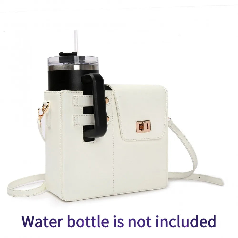 Vintage large-capacity shoulder strap crossbody bag for outdoor use, portable for storing beverage bottles, water cups, mobile p