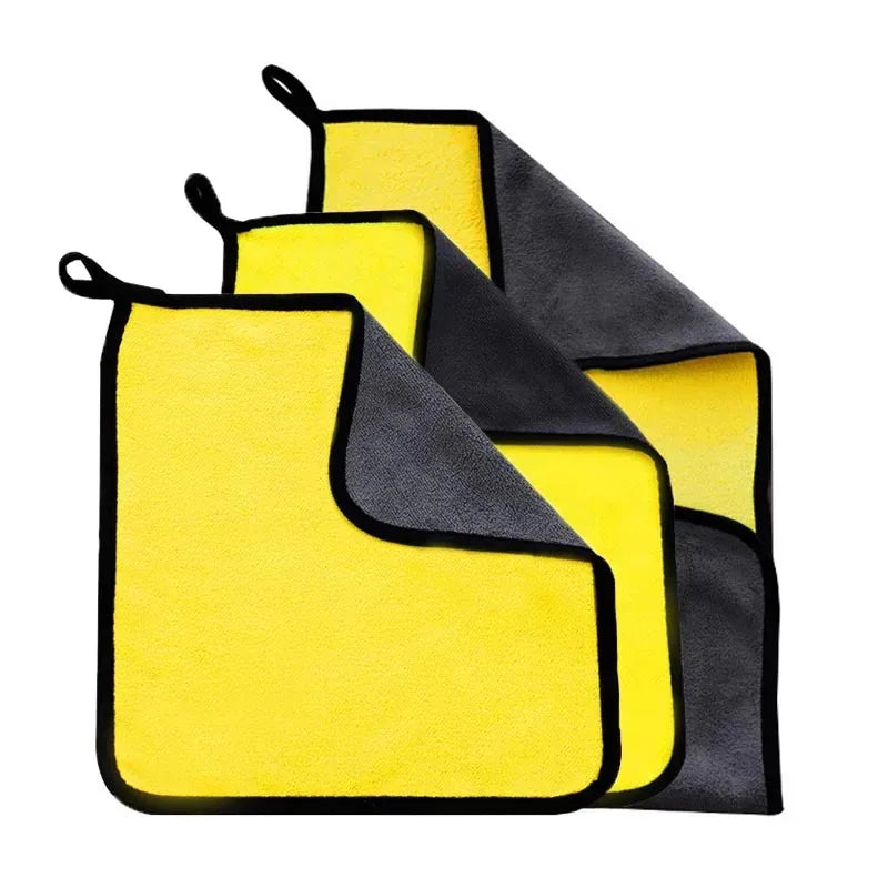 10pcs Thicken Microfiber Motorcycle Car Cleaning Towels Soft Drying Cloth Car Washing Towels Double Layer Clean Rags Detailing