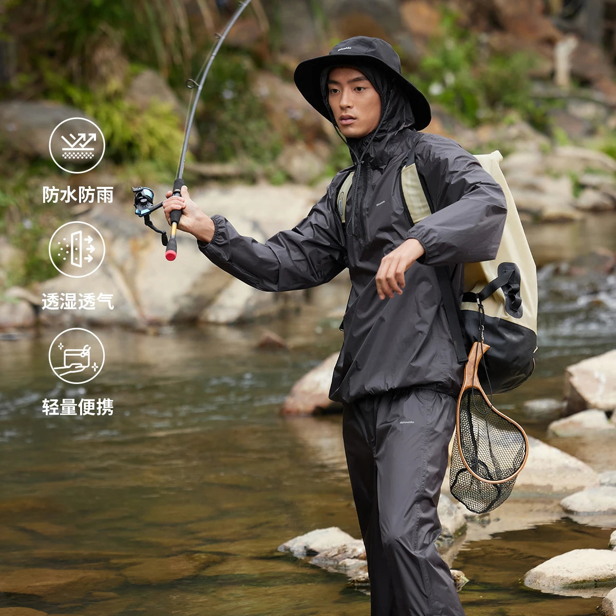 Naturehike 15D Nylon Split Raincoat Lightweight Portable Rainproof Hiking Fishing Cycling Motorcycle Jacket Pants Set Mackintosh