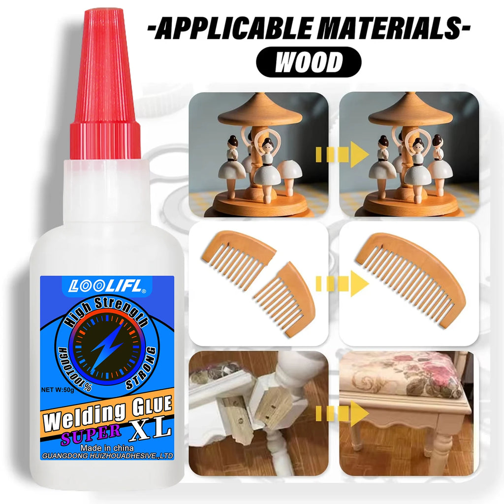 LOOLIFL50g High Strength Welding Oily Super Glue Universal Clear Non-Marking Repair Adhesive Instant Glue Strong Fast SuperGlue