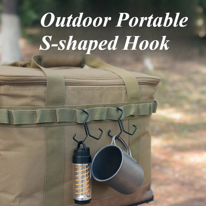 1pc Dual Outdoor Foot Storage Hook﻿ Black S-hook Portable Ultra Lightweight Anti slip S-shaped Hook