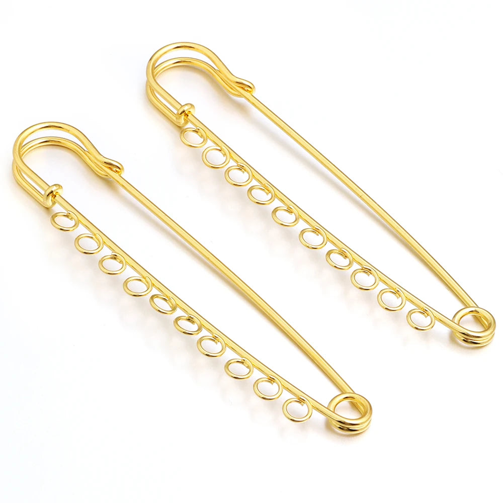 5-10pcs/lot Safety Pins Brooches Blank Base Brooch Pin With Loops Fasteners Pin For DIY Jewelry Making Brooch Charm Accessories