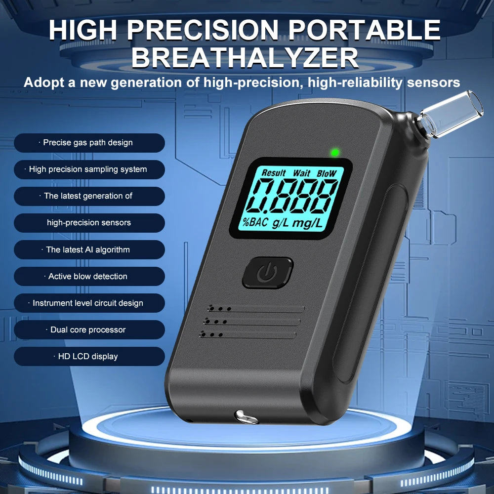 Portable Breath Alcohol Tester Handheld Breathalyzer Alcotest Alcohol Test Tools LCD Display Breathalyser Analyzer Device