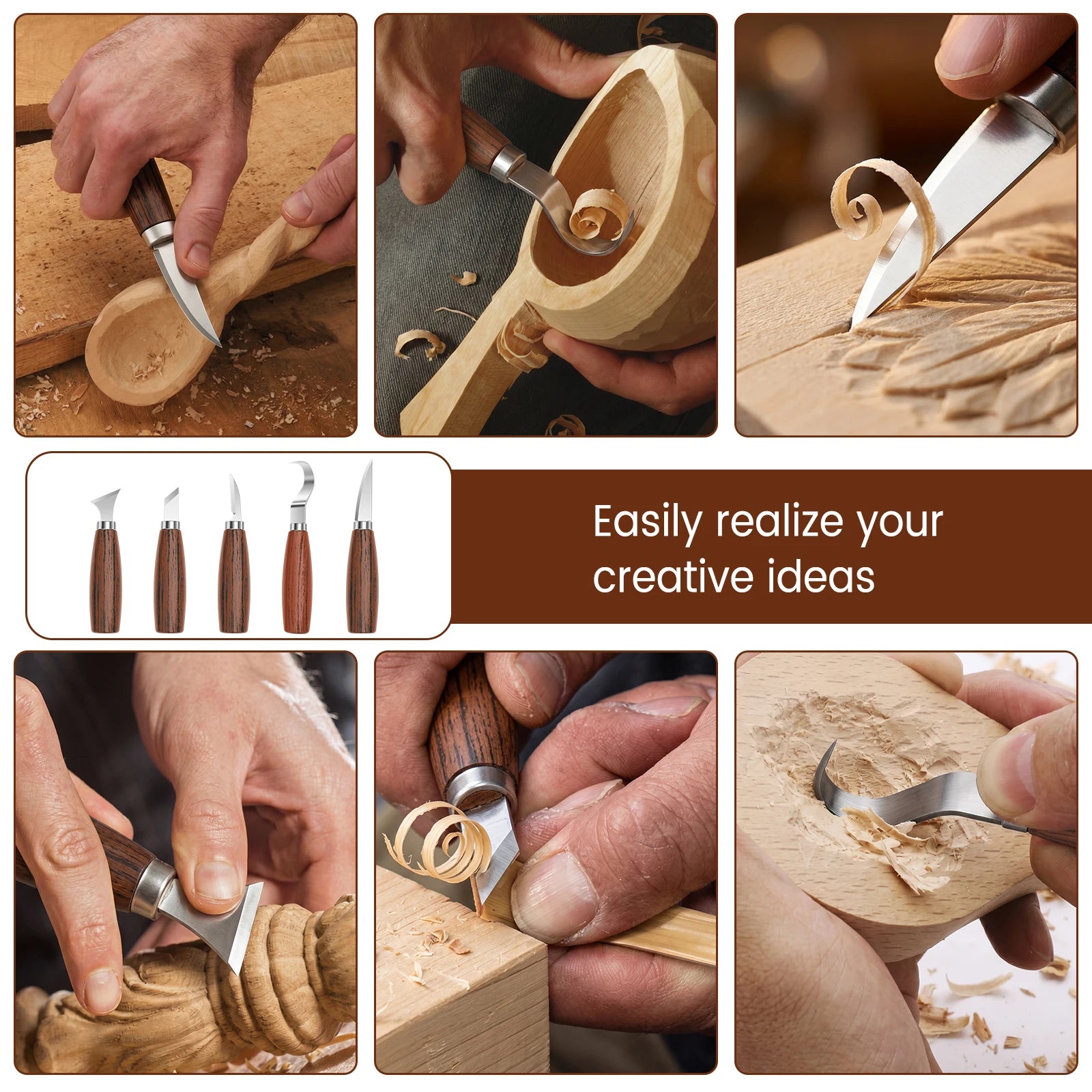 Wood Carving Tools Knife Kit for Whittling Spoon Ergonomic Carving Chisel Set Sharp Whittling Knife for Beginners Woodworking