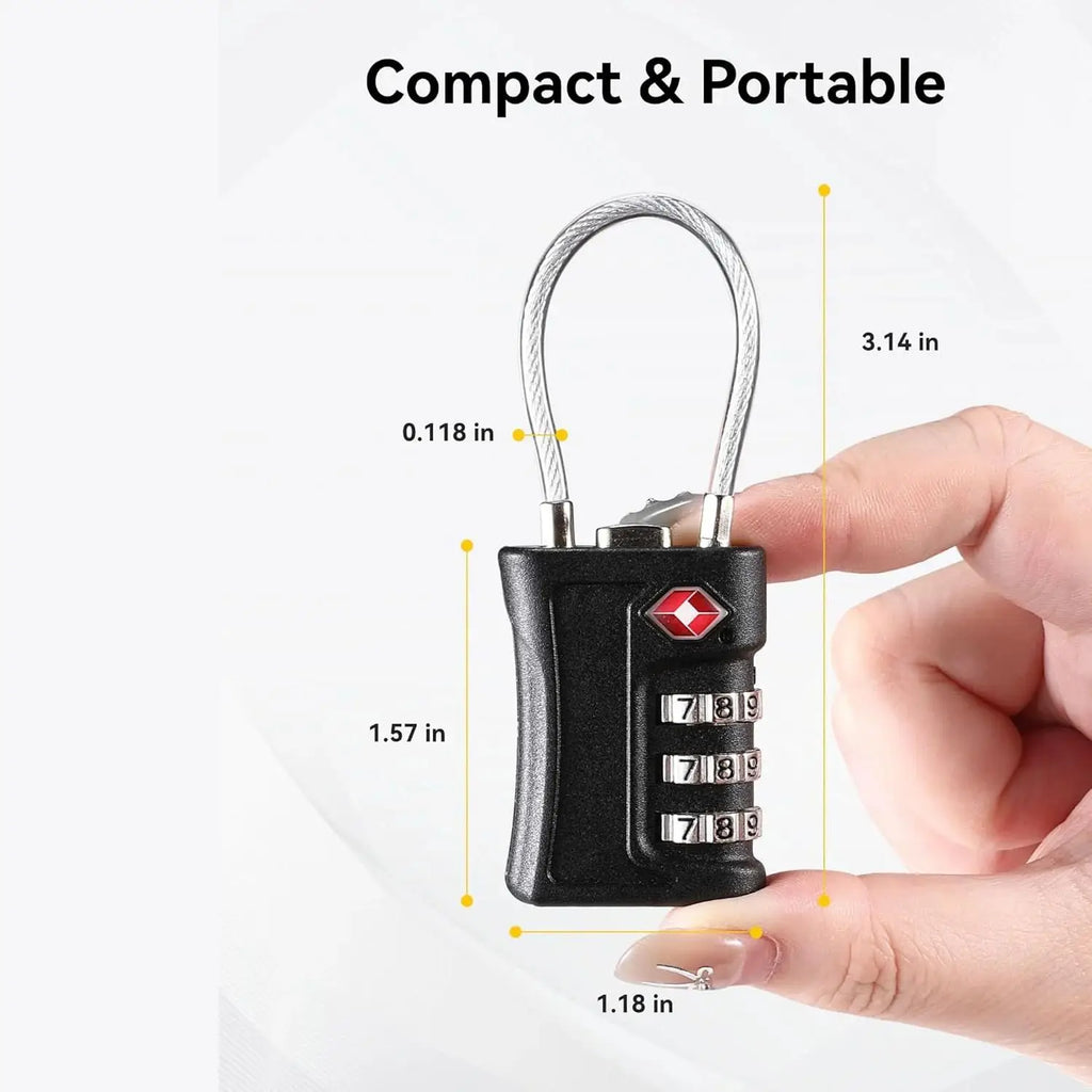 1-4pcs TSA Customs Code Lock for Travel Luggage Password Changeable black Lock Contrast Design Padlock 3 Digit Combination Lock