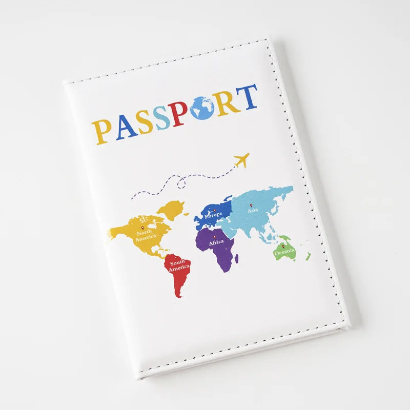 2025 New Color Letter Map Printed Passport Holder Passport Cover Ticket Clip Passport Wallet Travel Wallet ID Card Holder Unisex