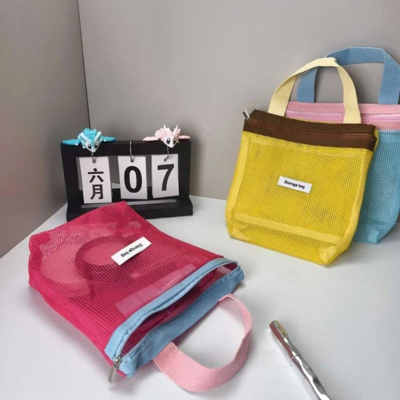 Macaron Color Makeup Organizer Breathable Wet Pack for Women Large Capacity Travel Toiletry Bag Mesh Beach Swimming Pouch