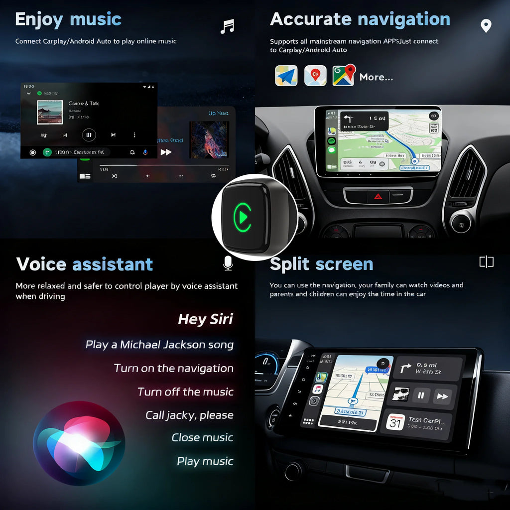 Wireless CarPlay Adapter - Android Auto Adapter, Plug & Play, Mini Stable, iOS 10+/Android 10+, Fast Auto Connect for Cars 2016+