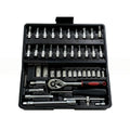 46 Pieces 1/4 Inch Metric Ratchet Socket Wrench Set with Extension Bar, Portable Repair Tools for Auto & Household Use